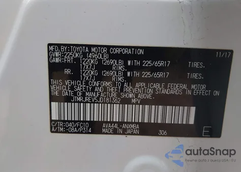 2018 Toyota Rav4 Hybrid Le from USA, damaged, VIN JTMRJREV5JD181362